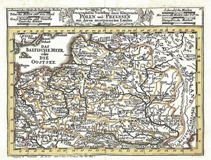 Antike Landkarte, Geographische Vorstellung derer Königreiche Polen, Bodenehr, 1700 - Bild 1 von 1