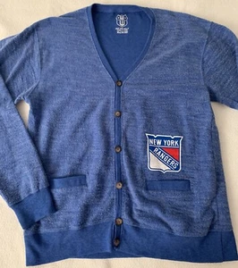 NY RANGERS CARDIGAN CAMICIA RAGAZZI XL 18-20 BAMBINI WES & WILLY SLUB PILE MSG HOCKEY - Foto 1 di 5