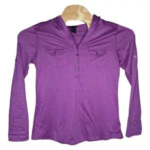 Marmot Damen Laura Kapuzenshirt mit Knöpfen Größe L lila Henley Pullover Rollriegel - Bild 1 von 13