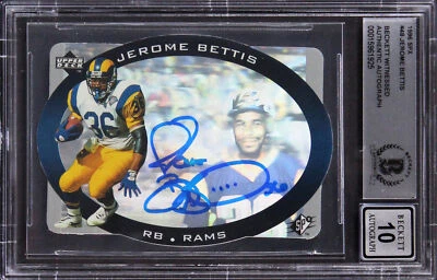 Tarjeta Rams Jerome Bettis Auténtica Firmada 1996 SPX #48 ¡Grado Automático 10! Losa BAS Foto 1 de 2