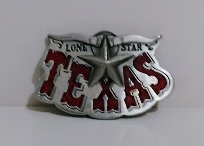 Fibbia Da Cintura In Metallo Cowboy Lone Star Texas Western 1980 Rossa  • 13.82€