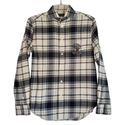 Polo Ralph Lauren Plaid Flannel Shirt Rhinestone Logo Monogram Womens Small - Image 1 of 4