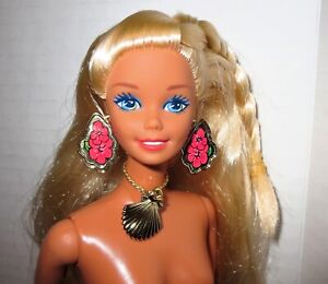 Poupée Barbie vintage 1994 Tropical Splash nue bijoux originaux #12446 Mattel