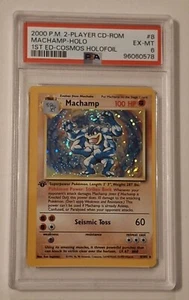 Pokemon Machamp #8 1st Ed Kosmos PSA Holo Swirl Pokemon Miscut Vintage - Bild 1 von 4