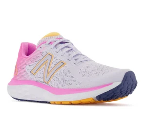 New Balance Women's 10 WIDE Fresh Foam 680 v7 Running Shoes in Pink/White/Orange - Picture 1 of 6