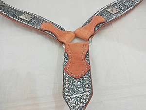 Roper Brustkragen Geschirr Leder Western Horse Tack San Saba grün silber neu - Bild 1 von 3