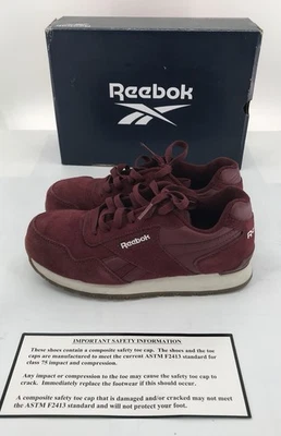 Reebok Harman Womens Size 7 Burgundy White Composite Toe Safety Work Shoes - Image 1 of 4