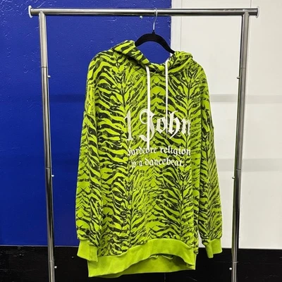 Nuevo con etiquetas Suéter John Richmond Estampado Cebra Verde Neón Unisex Talla S Foto 1 de 4