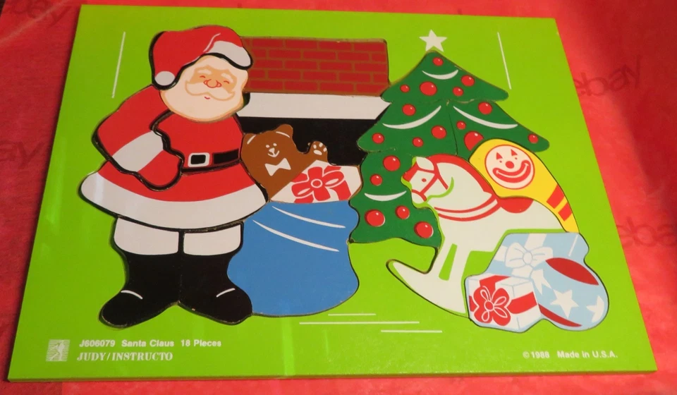 Judy Instructo 1988 Santa Claus Puzzle Vintage Complete 18 Pc J606079 Complete - Image 1 of 4