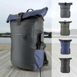 Rolltop Rucksack Wasserdicht 25L Fahrrad Reisen Backpack Seitentaschen 25216-1 - Bild 1 von 31