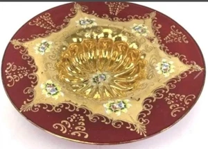 Vintage Murano Ruby Red and 24kt. Gold Gilt Enameled Plate 15" - Picture 1 of 8