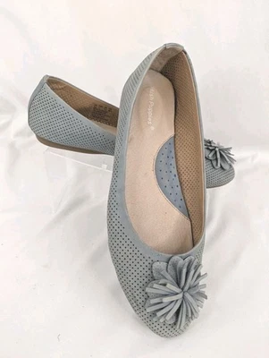 Zapatos Hush Puppies Mujer Mediano Moyen Talla 9 Azul Gris Cuero HWV20638-H00 Flor Foto 1 de 4