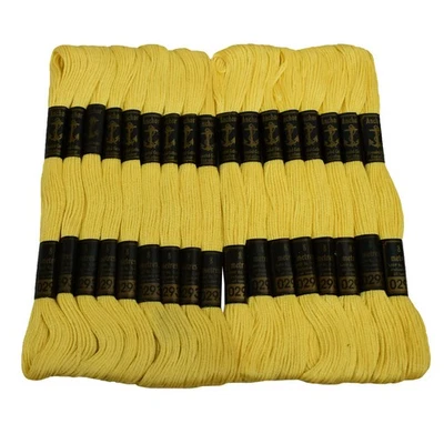 Anchor Thread Corss Stitch Soft Cotton Hand Embroidery Yellow Skiens Floss 25Pc - Image 1 of 4