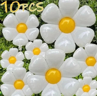 Globo grande blanco con flores de margarita 10 piezas lámina Mylar boda baby shower fiesta Foto 1 de 4