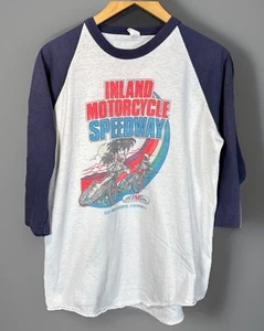✨80s VINTAGE INLAND MOTORRAD SPEEDWAY FLAT TRACK RACING T-SHIRT GR. M✨ - Bild 1 von 16