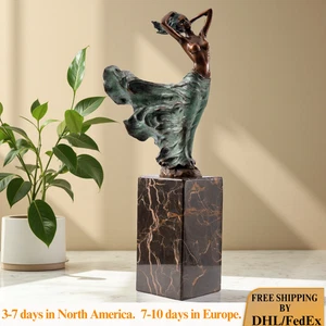 Bronze Woman in the Wind Statue Elegant Female Nude Sculpture Home Art Decor - Picture 1 of 10
