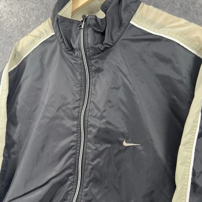 Cortavientos vintage Nike para hombre grande negro beige cremallera completa años 90 Y2K Foto 1 de 4