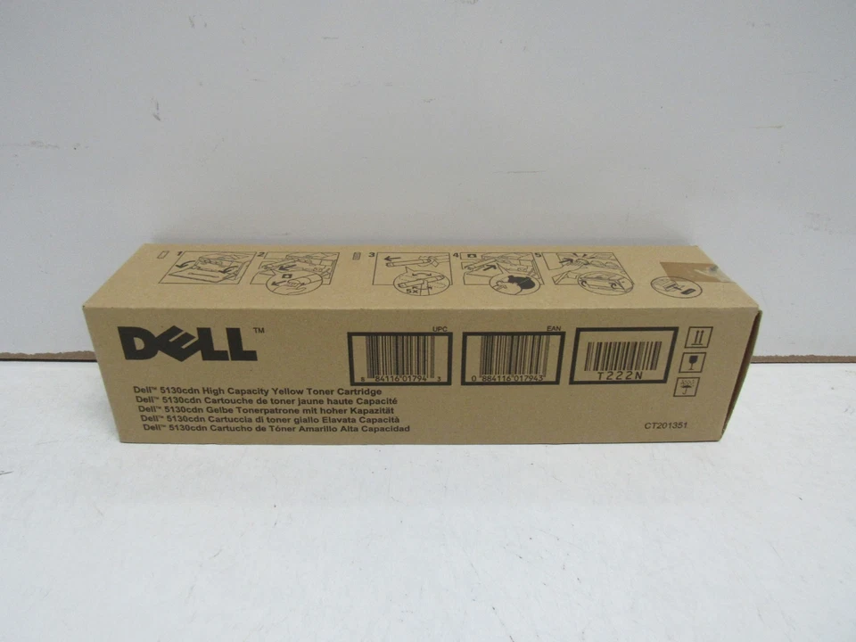 GENUINE DELL T222N (5130CDN) YELLOW HIGH CAPACITY TONER CARTRIDGE - image 1 of 1