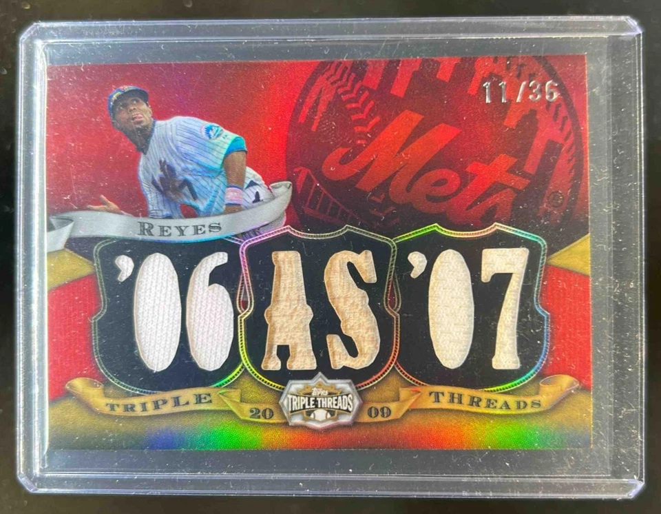 2009 Topps Triple Threads Jose Reyes Jersey Bat #/36 Mets - Image 1 of 2