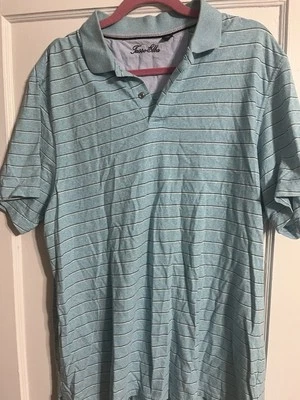 Blue Tasso Ella Golf Shirt XL Short Sleeve With Black And White Stripes Ex. Cond - Image 1 of 4
