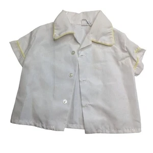 Camicia vintage anni 50 bambino ragazzo 0-3M manica corta con bottoni giallo bianco - Foto 1 di 4