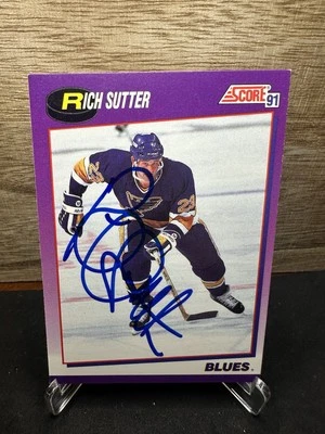 1991-92 Score American Rich Sutter St. Louis Blues #63  In-Person ON-CARD AUTO - Image 1 of 2