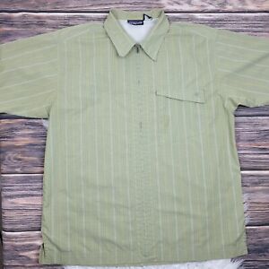 Patagonia Full Zip Short Sleeve Shirt Rhythm Vertical Stripes Men’s XL Green
