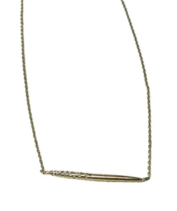 Gold tone Delicate Chain With Bar Pendant With Clear Crystal Accents - Picture 1 of 9