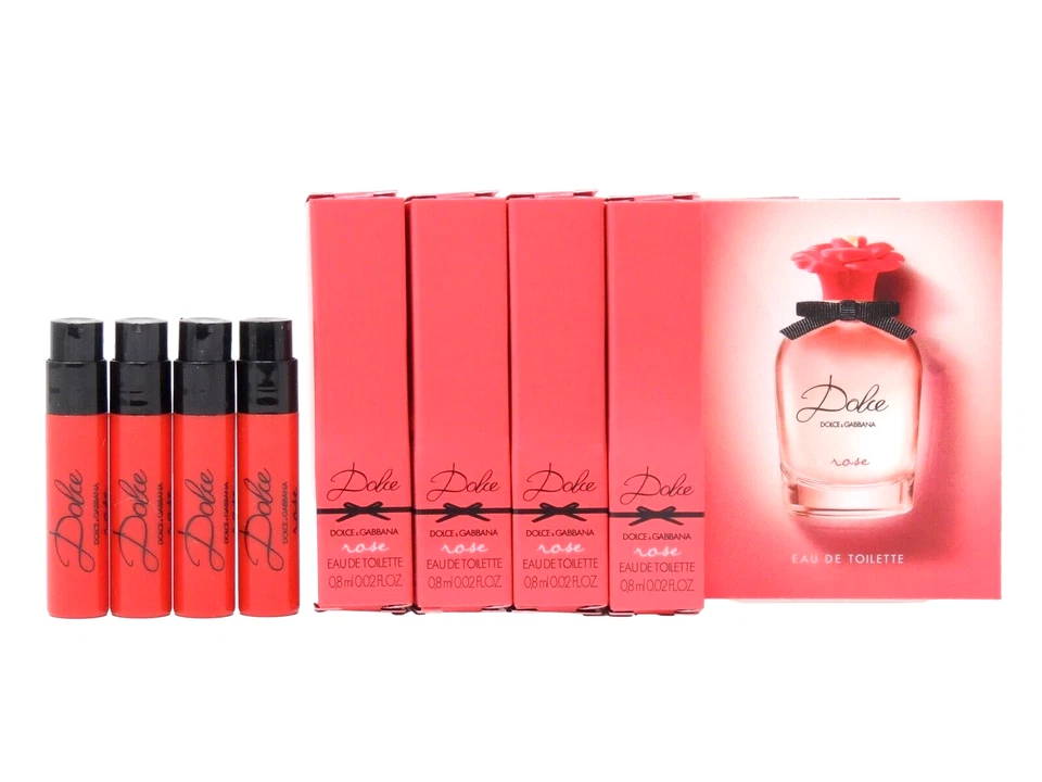 D&G DOLCE & GABBANA DOLCE ROSE EDT .8 ml .02 fl oz x 4 MUESTRAS DE SPRAY DE PERFUME Foto 1 de 1