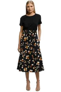 LOVER Feline Midi Skirt in Feline Print Pockets Size AU 12 RRP 395 WITH DEFECTS - Picture 1 of 6