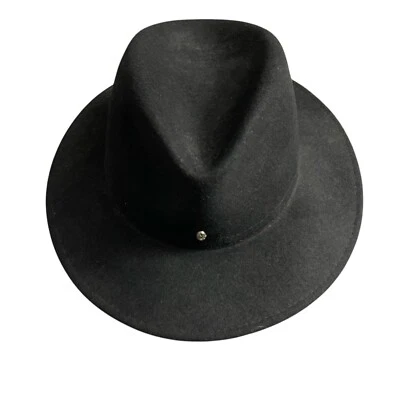Conte of Florence Wool Fedora Hat 56 Black Mens Outdoors Italy - Image 1 of 4