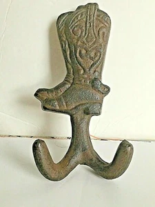 Western Rustic Cast Iron Boot Shaped Double Hook Key Coat Hanger Wall Mount 5.5" - Picture 1 of 6