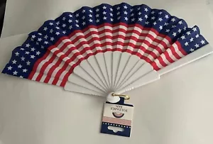 Ventaglio Bandiera Patriottica Americana Pieghevole Tenuto a Mano Nuovo - Foto 1 di 20