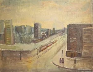 Vintage European oil painting cityscape - Imagen 1 de 12