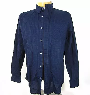 ELIE TAHARI LONG SLEEVE SHIRT SIZE M Medium BLUE Check 204 - Image 1 of 4
