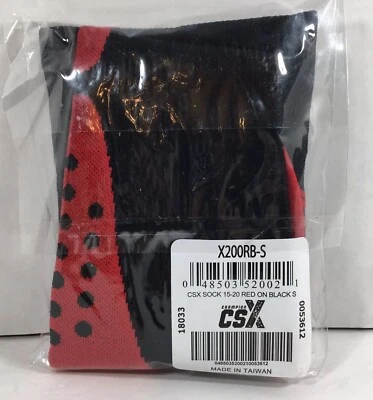 CSX Champion X200RB-S Compression Support Knee High Socks 15-20 mmHg Red / Black - Image 1 of 2