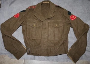 VINTAGE 1952 BRITISH OFFICER WOOL MILITARY BATTLEDRESS JACKET 44TH DIVISION - Picture 1 of 22