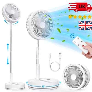 9" Foldable Rechargeable Fan Portable 7200mAh Remote Mini Desk Floor Fan Home - Picture 1 of 11