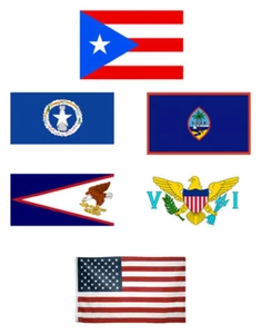 2x3 2'x3' US Territories United States 6 Pack Flag Wholesale Set Combo - Picture 1 of 2
