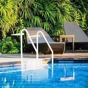 4 Step Swimming Pool Ladder Above Ground Stair Entry System with Handrails White - Picture 1 of 12