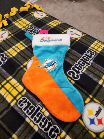 Miami Dolphins Forever Collectibles Basic Christmas Stocking Aqua/Orange NWT NFL Cover