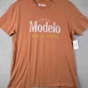 Lucky Brand Modelo Beer Shirt Mens Extra Large XL Orange Mexican Cerveza NWT - Picture 1 of 19