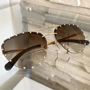 LOUIS VUITTON The Party Sunglasses Gold Studs 60◻︎14 140 Z0984E - Picture 1 of 7