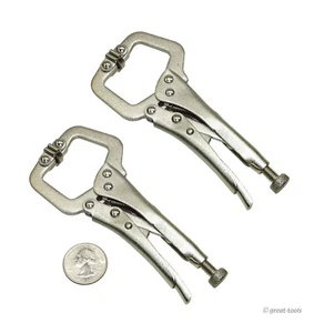 "ALICATES DE BLOQUEO DE 4,5"", 2 PIEZAS - Alicates de abrazadera en C - Almohadillas flexibles - Herramientas de estilo de agarre de tornillo" - Imagen 1 de 2