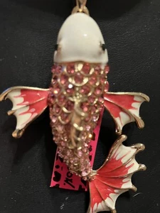 Betsey Johnson Pink Rhinestone Koi Fish Necklace - Picture 1 of 5