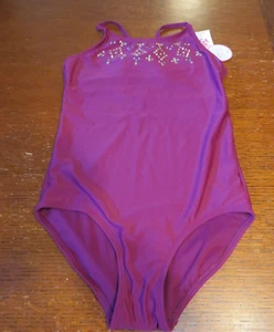 NEW Girls JUSTICE One Piece Swimsuit Maroon/Burgundy w/Gems Rhinestones Sz 14 - Picture 1 of 4