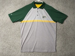 Green Bay Packers Polo Shirt Mens Medium Gray Green Yellow Antigua Adult - Picture 1 of 13