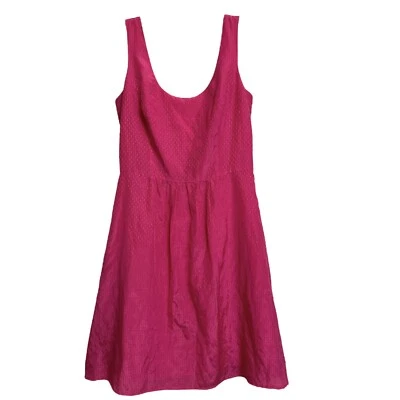 Vestido para mujer Vineyard Vines liso dobby rosa calce y acampanado talla 0 Foto 1 de 4