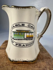 Vtg Acme Craftware: San Francisco Cable Car Souvenir Creamer/Syrup Pitcher - Picture 1 of 7