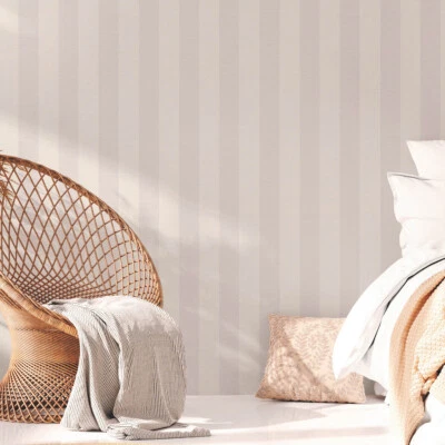 Papel tapiz no tejido patrón rayas lino aspecto gris blanco 38665-3 (3,55£/1m²) Foto 1 de 4